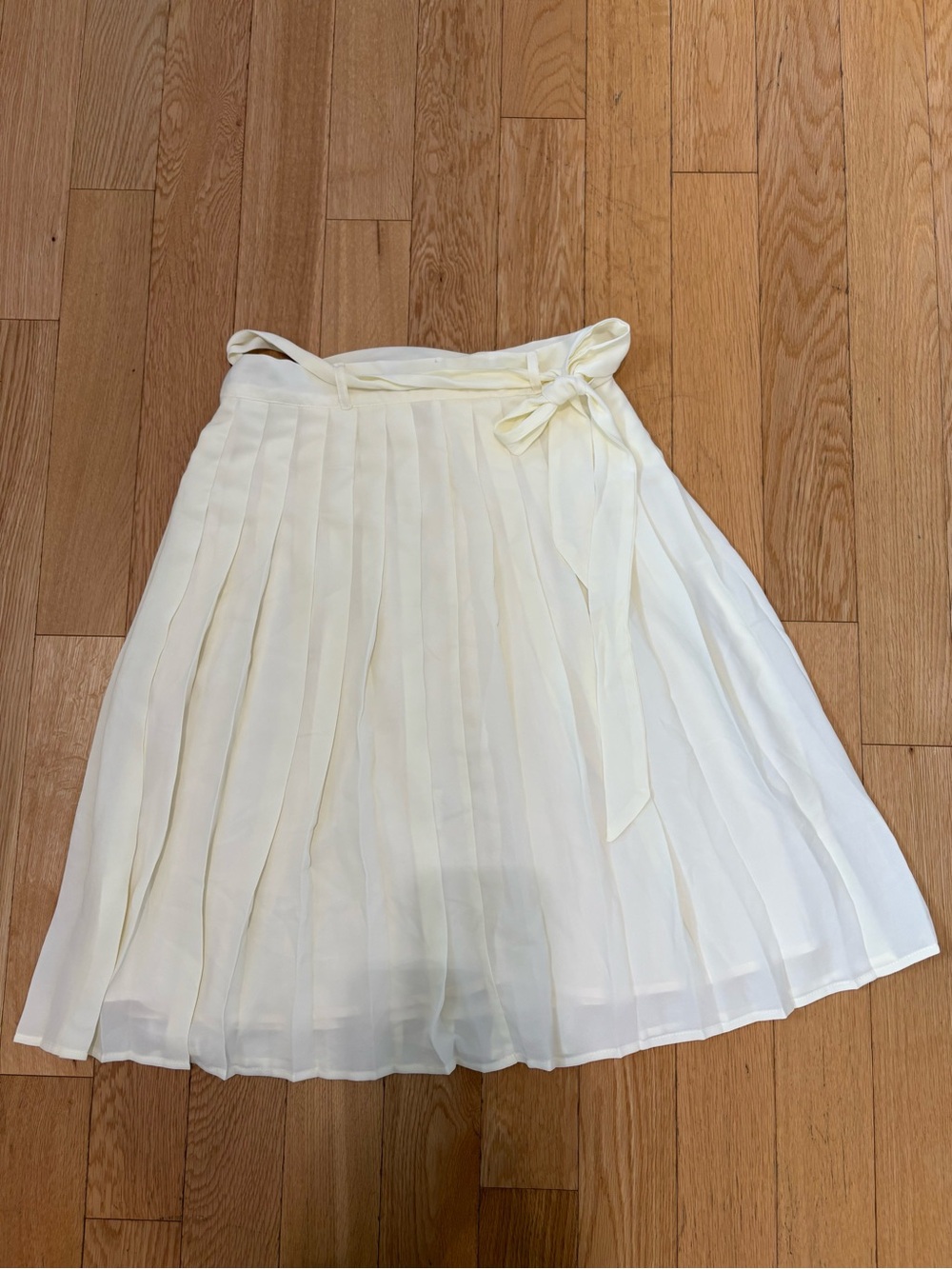 ModCloth Cream Pleated Tie Waist Midi Skirt Size S New With Tags NWT - Picture 2 of 11